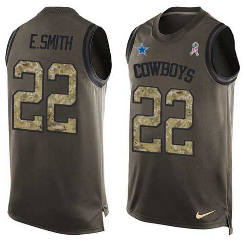 Nike Dallas Cowboys #22 Emmitt Smith Green Men's Stitched NFL Limited Salute To Service Tank Top Jersey