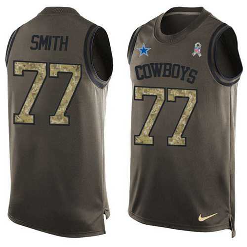 Nike Dallas Cowboys #77 Tyron Smith Green Men's Stitched NFL Limited Salute To Service Tank Top Jersey
