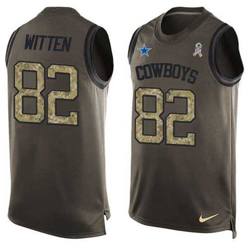 Nike Dallas Cowboys #82 Jason Witten Green Men's Stitched NFL Limited Salute To Service Tank Top Jersey