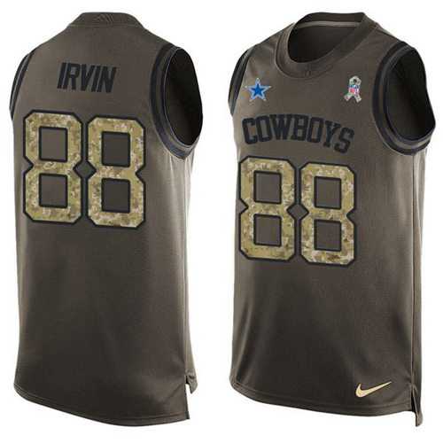 Nike Dallas Cowboys #88 Michael Irvin Green Men's Stitched NFL Limited Salute To Service Tank Top Jersey