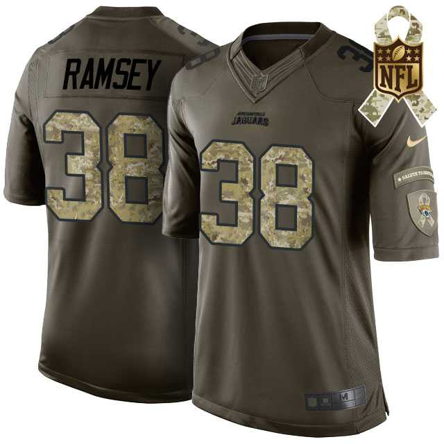 Nike Jacksonville Jaguars #38 Jalen Ramsey Green Salute To Service Limited Jersey
