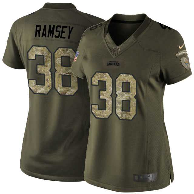 Women's Nike Jacksonville Jaguars #38 Jalen Ramsey Green Salute To Service Limited Jersey