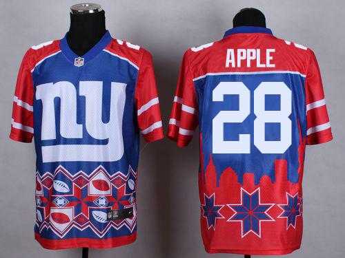 Nike New York Giants #28 Eli Apple Blue Men's Stitched NFL Elite Noble Fashion Jersey