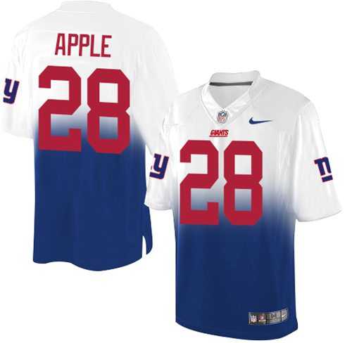 Nike New York Giants #28 Eli Apple Royal Blue White Men's Stitched NFL Elite Fadeaway Fashion Jersey