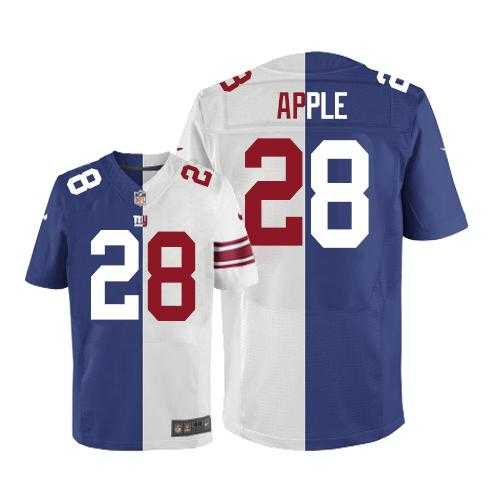 Nike New York Giants #28 Eli Apple Royal Blue White Men's Stitched NFL Elite Split Jersey
