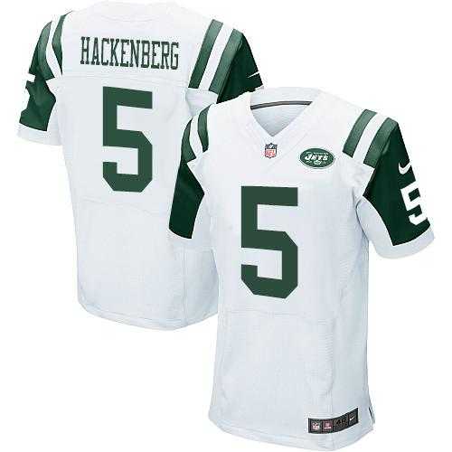 Nike New York Jets #5 Christian Hackenberg White Men's Stitched NFL Elite Jersey