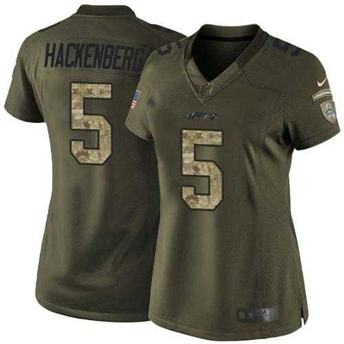 Women's Nike New York Jets #5 Christian Hackenberg Green Stitched NFL Limited Salute to Service Jersey