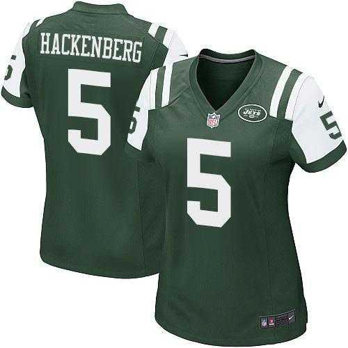 Women's Nike New York Jets #5 Christian Hackenberg Green Team Color Stitched NFL Elite Jersey