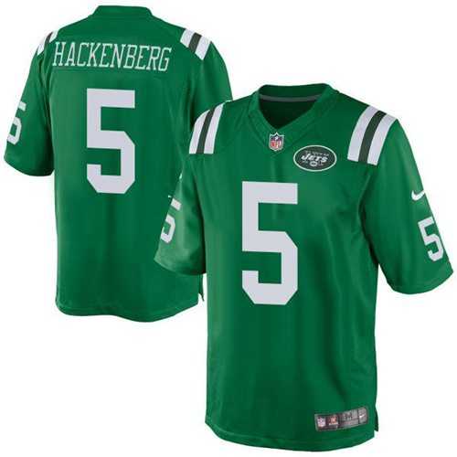 Youth Nike New York Jets #5 Christian Hackenberg Green Stitched NFL Elite Rush Jersey