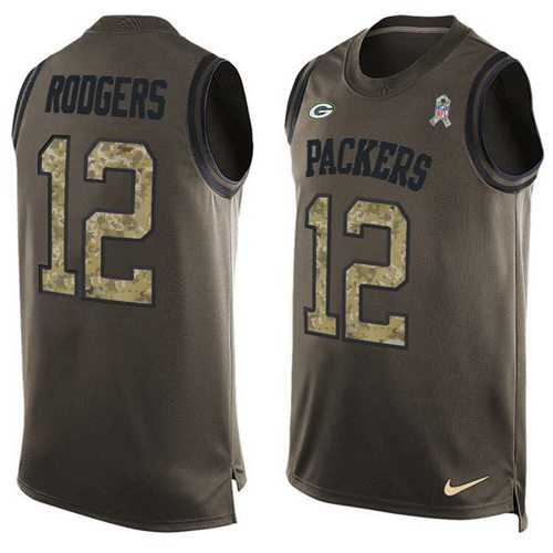 Nike Green Bay Packers #12 Aaron Rodgers Green Men's Stitched NFL Limited Salute To Service Tank Top Jersey