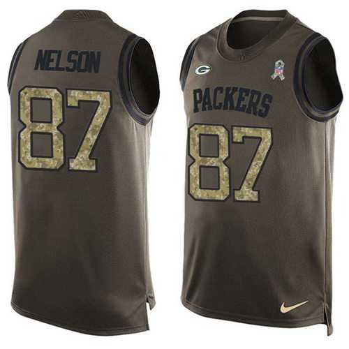 Nike Green Bay Packers #87 Jordy Nelson Green Men's Stitched NFL Limited Salute To Service Tank Top Jersey