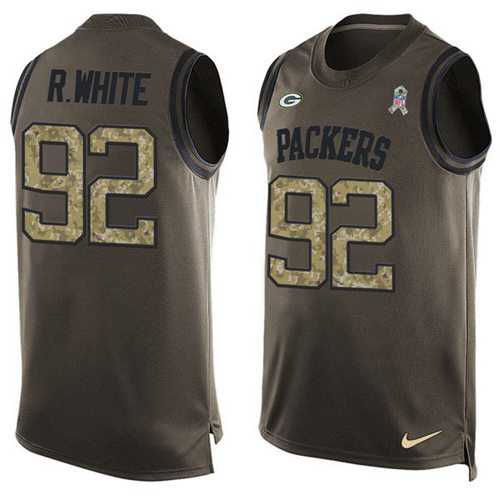 Nike Green Bay Packers #92 Reggie White Green Men's Stitched NFL Limited Salute To Service Tank Top Jersey