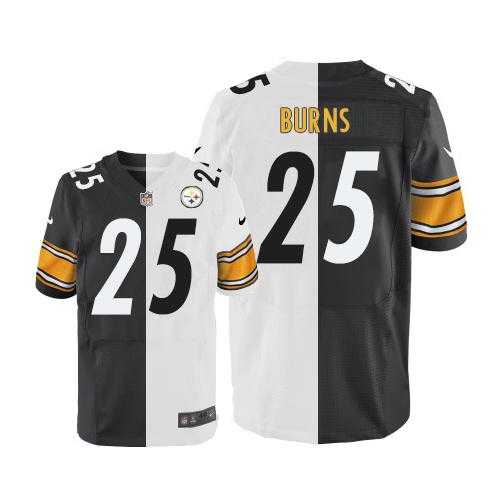 Nike Pittsburgh Steelers #25 Artie Burns White Black Men's Stitched NFL Elite Split Jersey