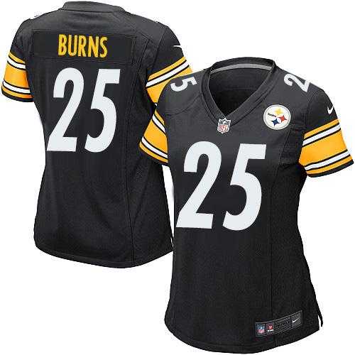 Women's Nike Pittsburgh Steelers #25 Artie Burns Black Team Color Stitched NFL Elite Jersey