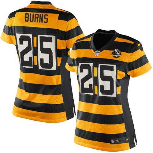 Women's Nike Pittsburgh Steelers #25 Artie Burns Yellow Black Alternate Stitched NFL Elite Jersey