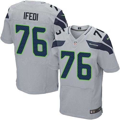 Nike Seattle Seahawks #76 Germain Ifedi Grey Alternate Men's Stitched NFL Elite Jersey