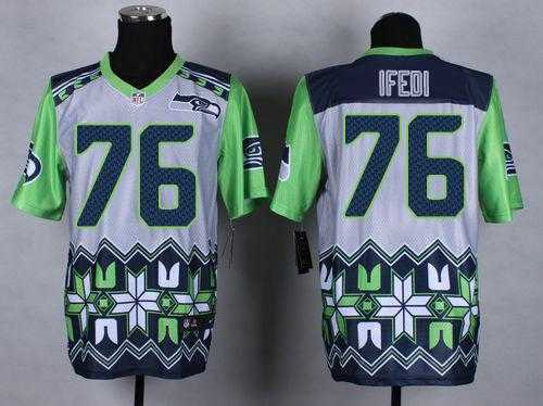 Nike Seattle Seahawks #76 Germain Ifedi Grey Men's Stitched NFL Elite Noble Fashion Jersey