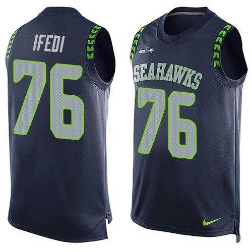 Nike Seattle Seahawks #76 Germain Ifedi Steel Blue Team Color Men's Stitched NFL Limited Tank Top Jersey