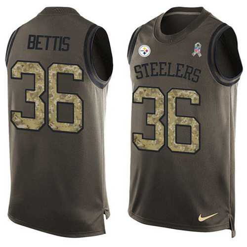 Nike Pittsburgh Steelers #36 Jerome Bettis Green Men's Stitched NFL Limited Salute To Service Tank Top Jersey