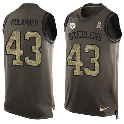 Nike Pittsburgh Steelers #43 Troy Polamalu Green Men's Stitched NFL Limited Salute To Service Tank Top Jersey