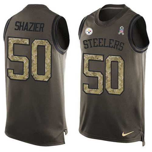 Nike Pittsburgh Steelers #50 Ryan Shazier Green Men's Stitched NFL Limited Salute To Service Tank Top Jersey