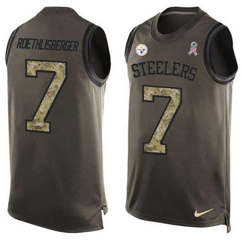 Nike Pittsburgh Steelers #7 Ben Roethlisberger Green Men's Stitched NFL Limited Salute To Service Tank Top Jersey
