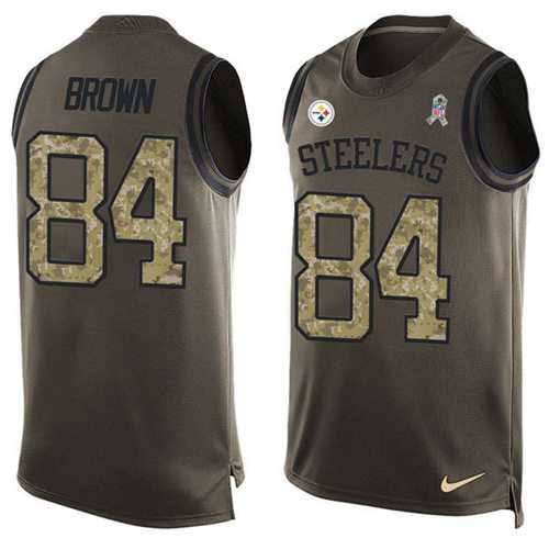 Nike Pittsburgh Steelers #84 Antonio Brown Green Men's Stitched NFL Limited Salute To Service Tank Top Jersey