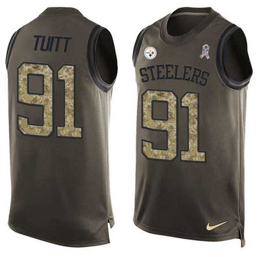 Nike Pittsburgh Steelers #91 Stephon Tuitt Green Men's Stitched NFL Limited Salute To Service Tank Top Jersey