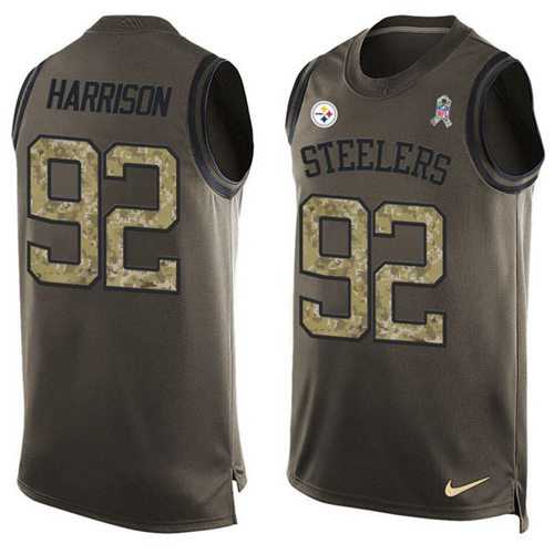 Nike Pittsburgh Steelers #92 James Harrison Green Men's Stitched NFL Limited Salute To Service Tank Top Jersey