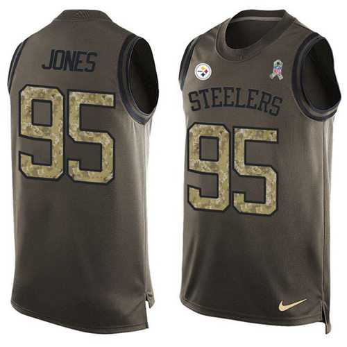 Nike Pittsburgh Steelers #95 Jarvis Jones Green Men's Stitched NFL Limited Salute To Service Tank Top Jersey