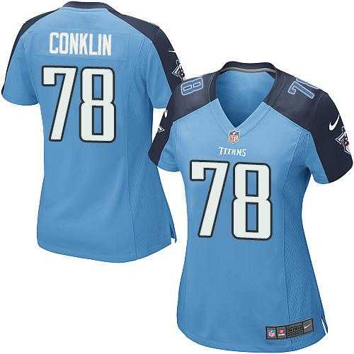 Women's Nike Tennessee Titans #78 Jack Conklin Light Blue Team Color Stitched NFL Elite Jersey