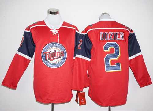 Minnesota Twins #2 Brian Dozier Red Long Sleeve Stitched Baseball Jersey