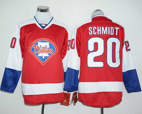 Philadelphia Phillies #20 Mike Schmidt Red Long Sleeve Stitched Baseball Jersey