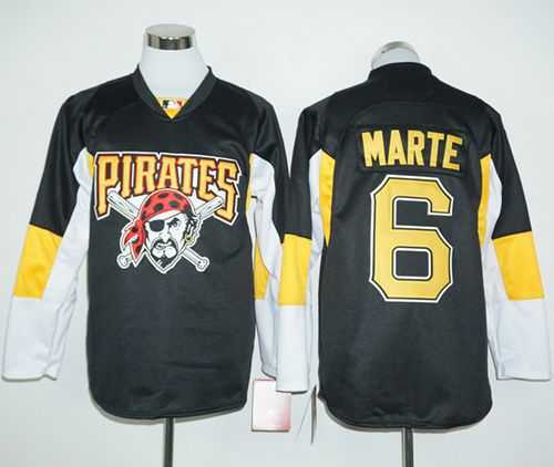 Pittsburgh Pirates #6 Starling Marte Black Long Sleeve Stitched Baseball Jersey