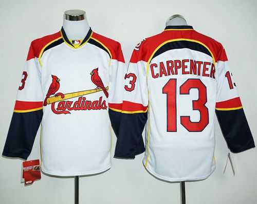 St.Louis Cardinals #13 Matt Carpenter White Red Long Sleeve Stitched Baseball Jersey