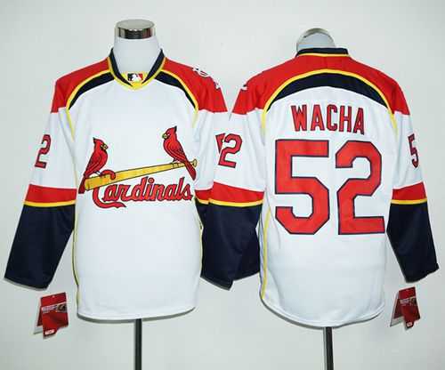 St.Louis Cardinals #52 Michael Wacha White Red Long Sleeve Stitched Baseball Jersey