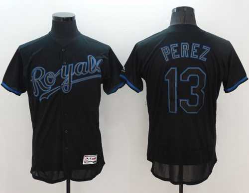 Kansas City Royals #13 Salvador Perez Black Fashion Flexbase Authentic Collection Stitched Baseball Jersey