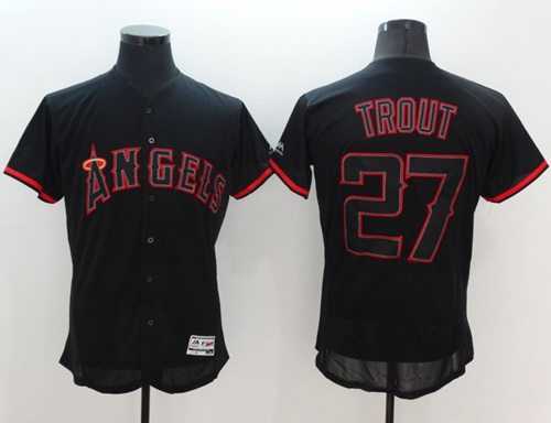 Los Angeles Angels Of Anaheim #27 Mike Trout Black Fashion Flexbase Authentic Collection Stitched Baseball Jersey
