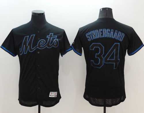 New York Mets #34 Noah Syndergaard Black Fashion Flexbase Authentic Collection Stitched Baseball Jersey