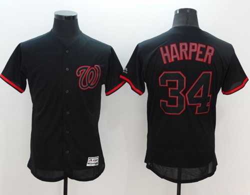 Washington Nationals #34 Bryce Harper Black Fashion Flexbase Authentic Collection Stitched Baseball Jersey
