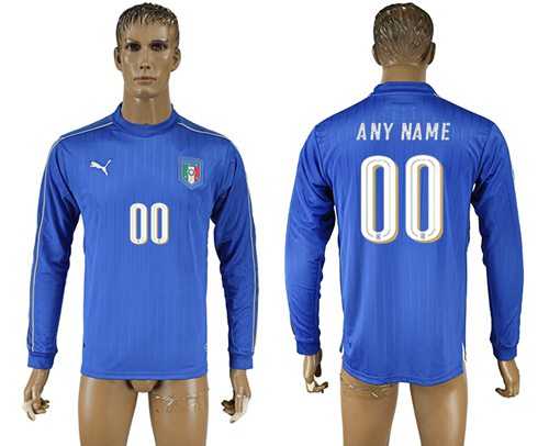 Italy Personalized Home Long Sleeve Soccer Country Jersey