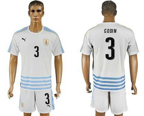 Uruguay #3 Godin Away Soccer Country Jersey
