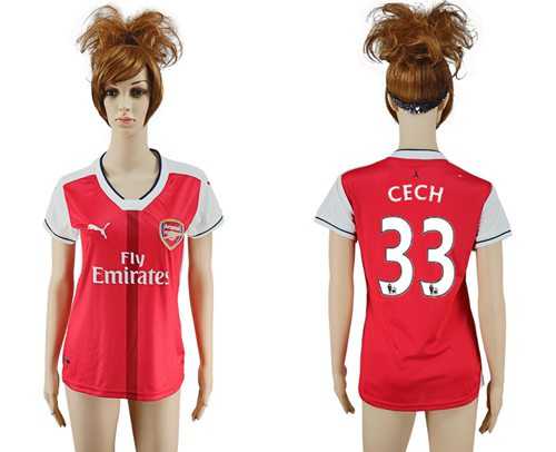 Women's Arsenal #33 Cech Home Soccer Club Jersey