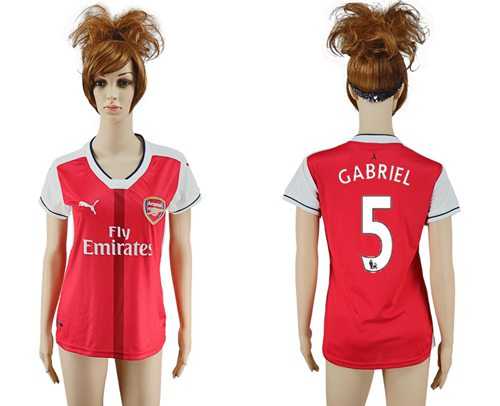 Women's Arsenal #5 Gabriel Home Soccer Club Jersey