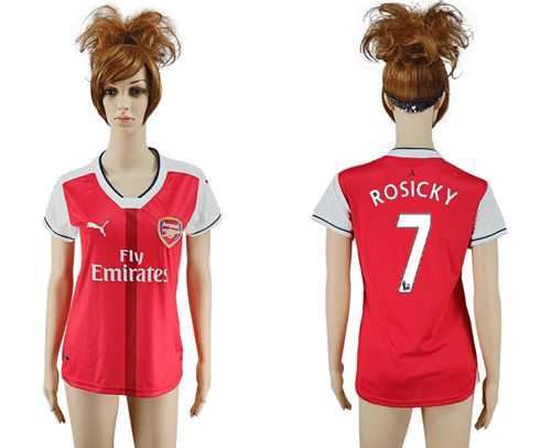Women's Arsenal #7 Rosicky Home Soccer Club Jersey