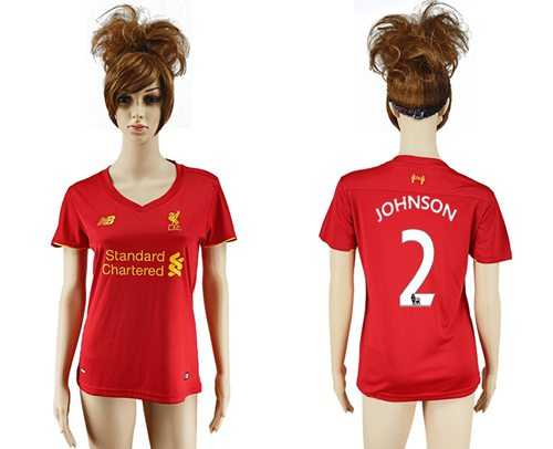 Women's Liverpool #2 Johnson Red Home Soccer Club Jersey