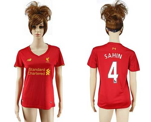 Women's Liverpool #4 Sahin Red Home Soccer Club Jersey