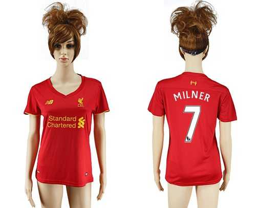 Women's Liverpool #7 Milner Red Home Soccer Club Jersey