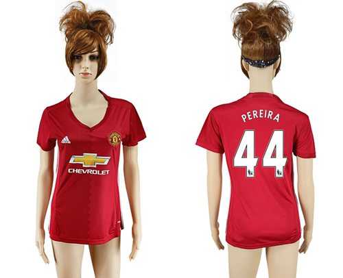 Women's Manchester United #44 Pereira Red Home Soccer Club Jersey