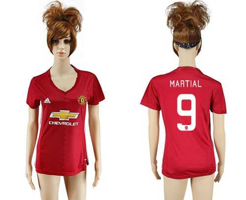Women's Manchester United #9 Martial Red Home Soccer Club Jersey
